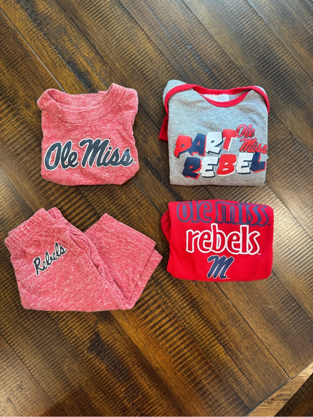 Hanes Kids Red & Gray Ole Miss Rebels Matching Sets 6-9M